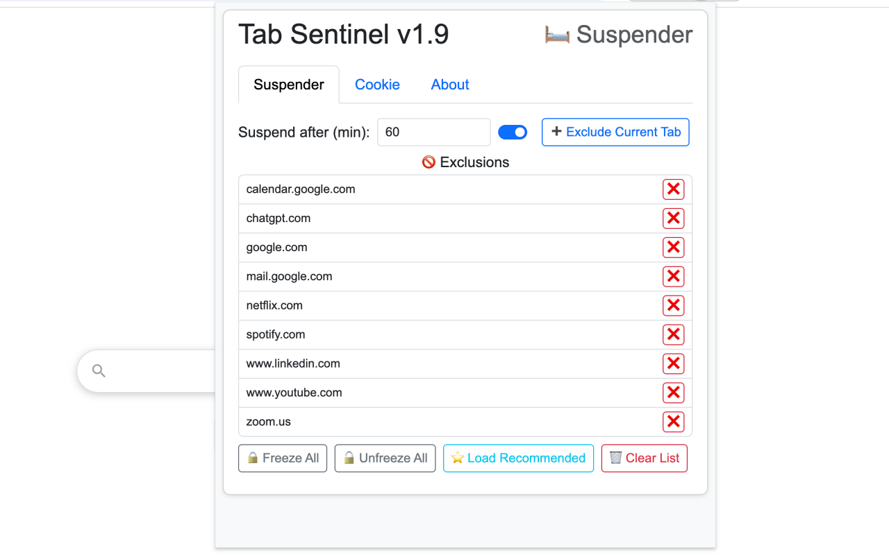 Tab Sentinel Tab Suspender (Open Source) - 截图 3