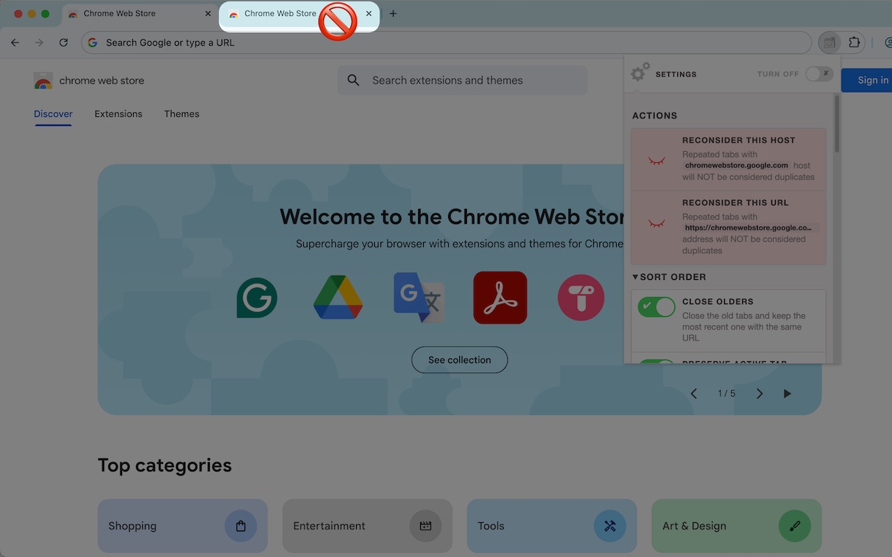 Duplicate Tabs Preventor - 截图 2