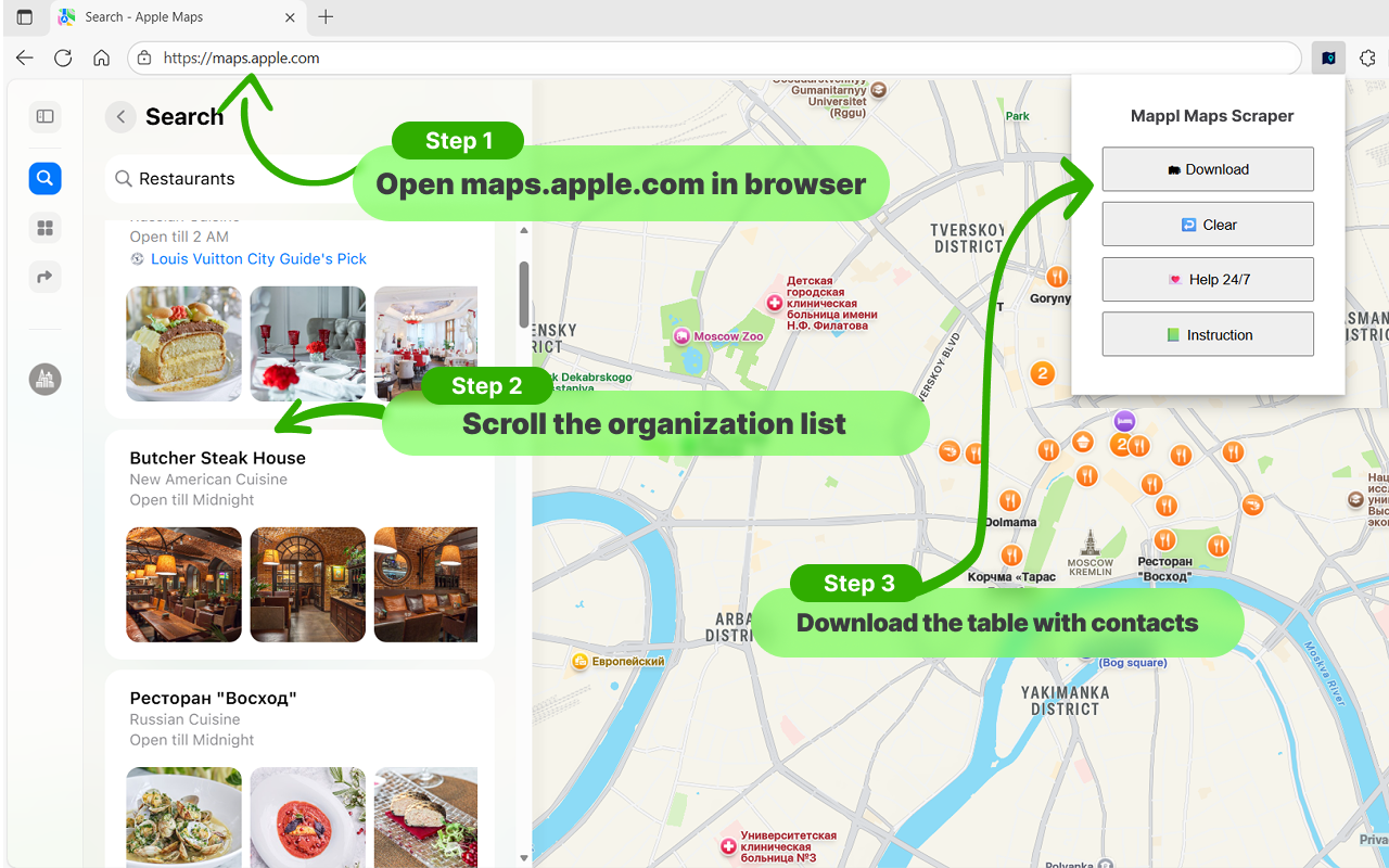Mappl Maps Scraper — 1-Click Apple Maps Contacts Export - 截图 1