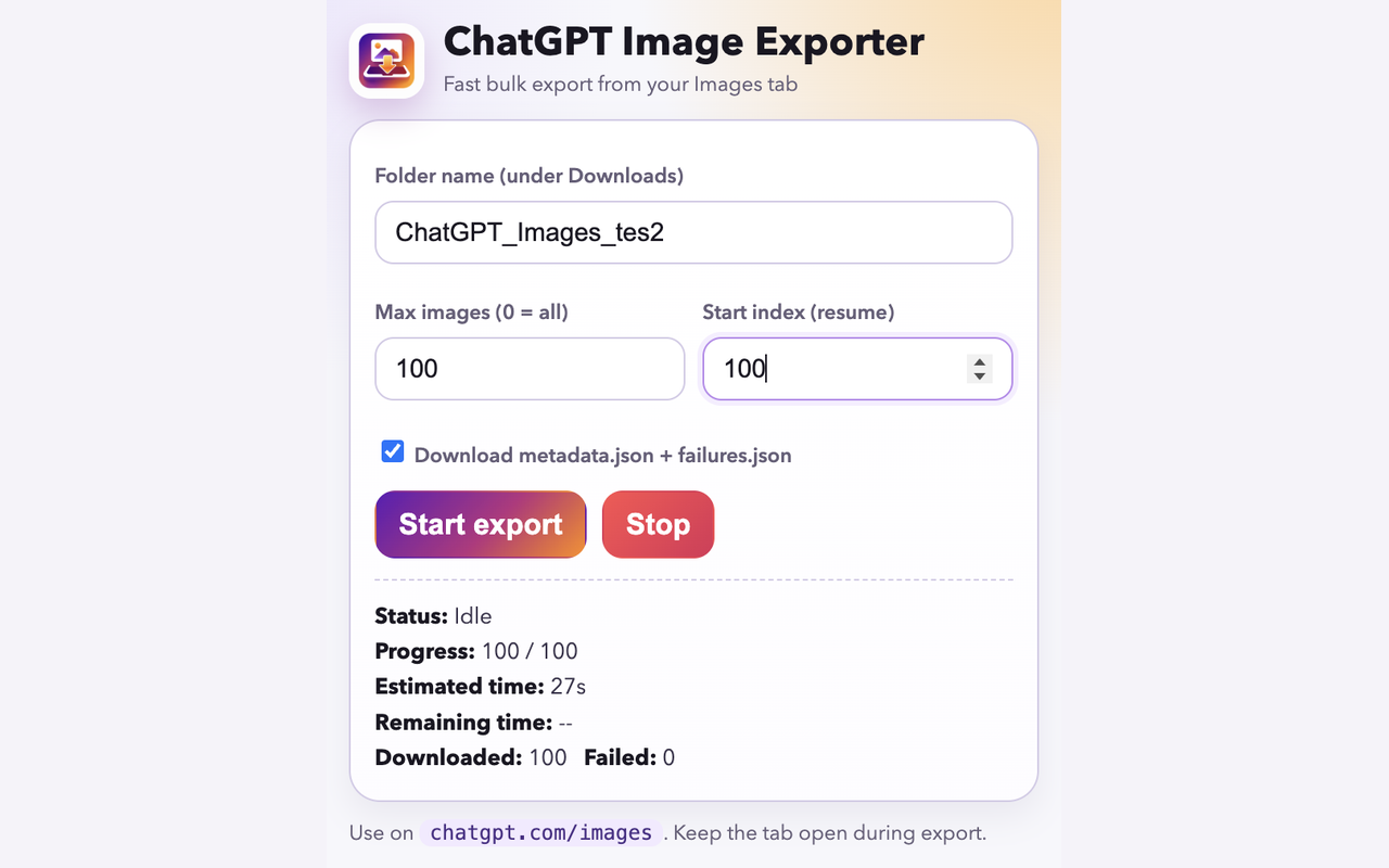 ChatGPT Image Exporter - 截图 3