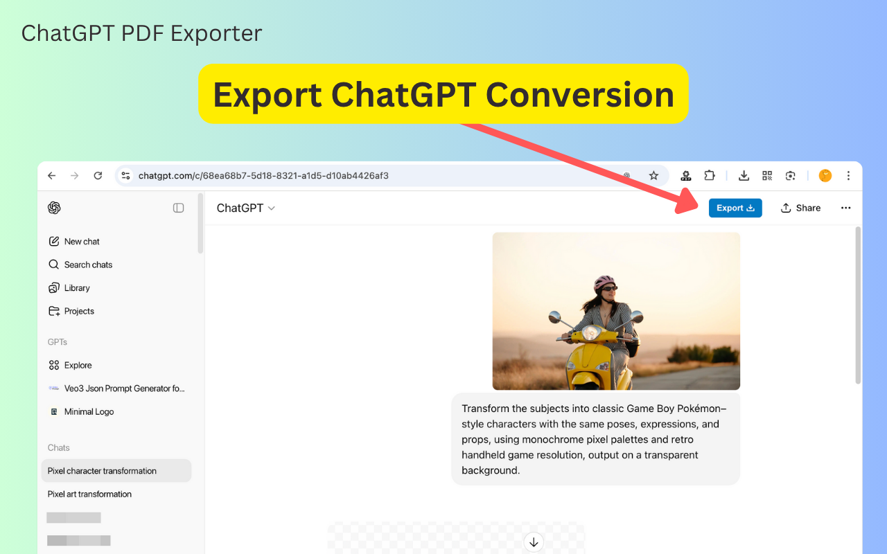 ChatGPT PDF 导出器 — 下载 ChatGPT 聊天记录 - 截图 1