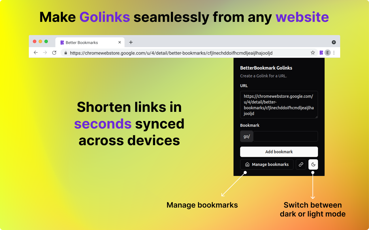 Better Bookmarks Golinks - 截图 2
