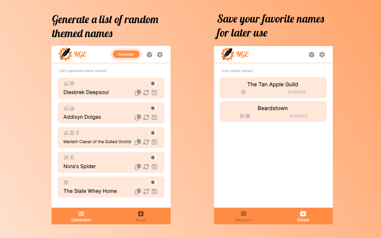 Name Generator Extension - 截图 1