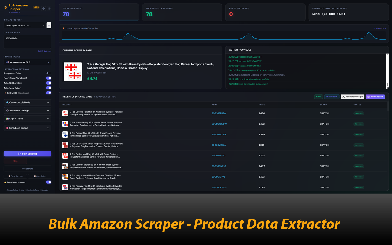 Bulk Amazon Scraper - Product Data Extractor - 截图 4