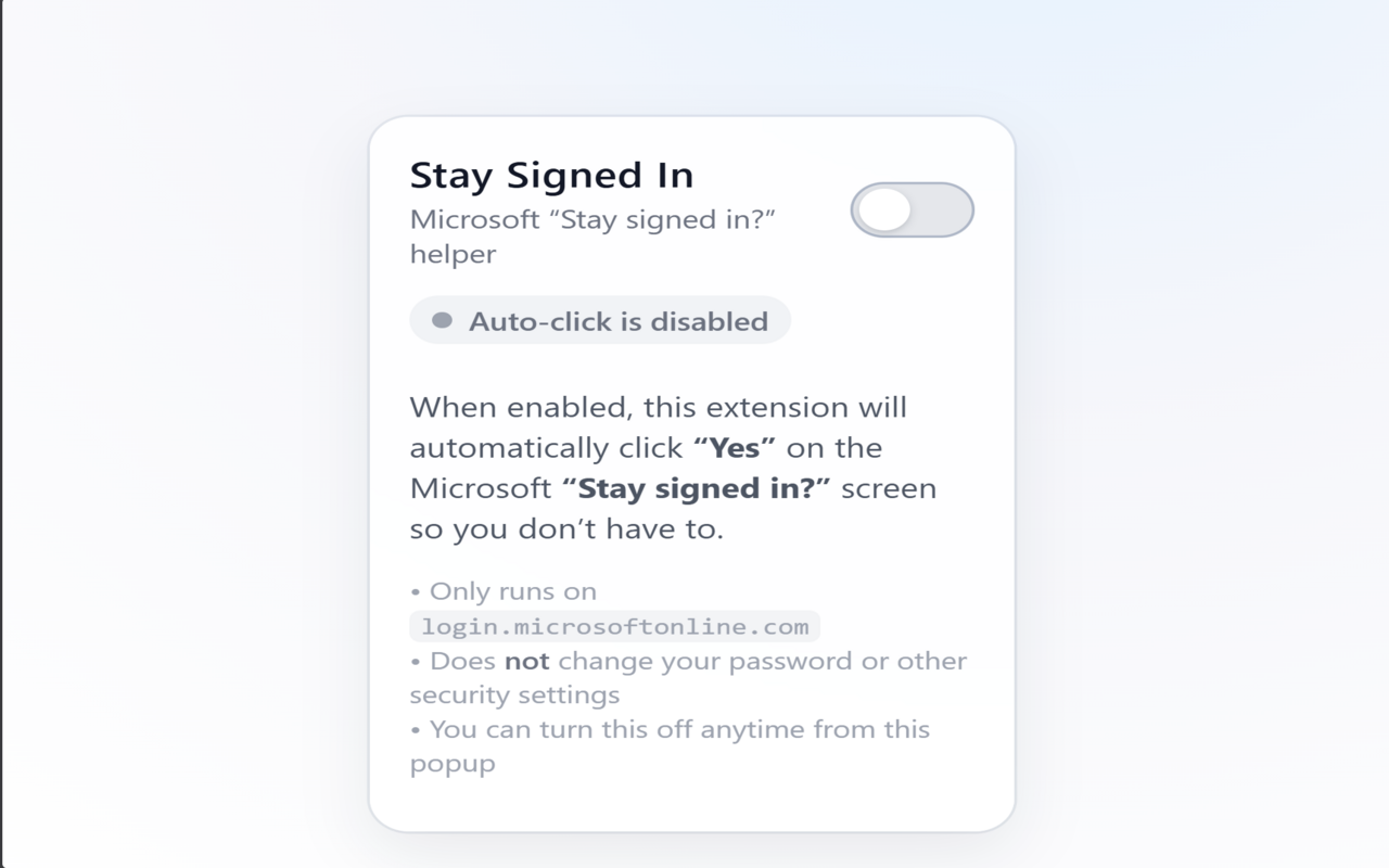 Microsoft Auto Stay Signed In - 截图 1