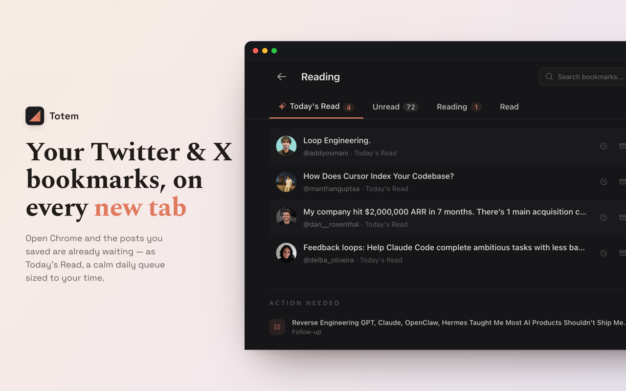 Twitter & X Bookmarks on New Tab — Totem - 截图 3