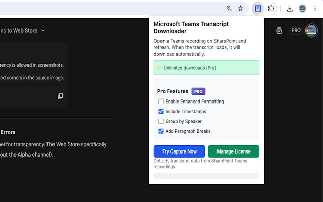 Microsoft Teams Transcript Downloader - 截图 2