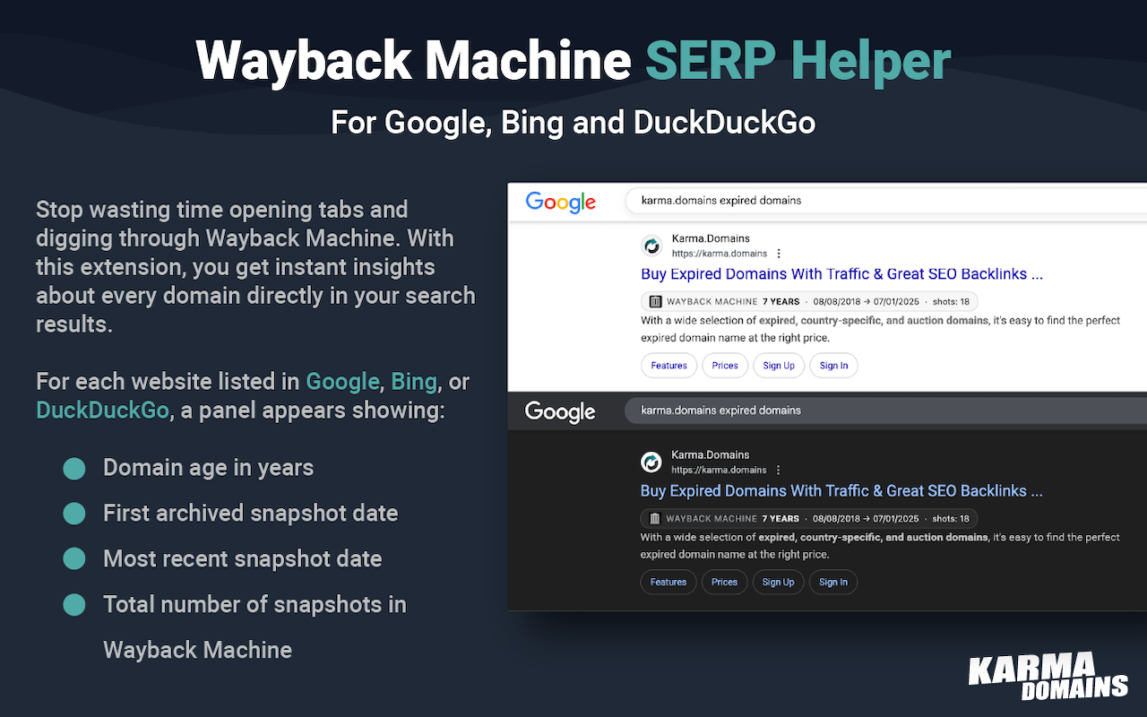 Domain Age Checker | Free SERP Helper (Google, DuckDuckGo, Bing) - 截图 3