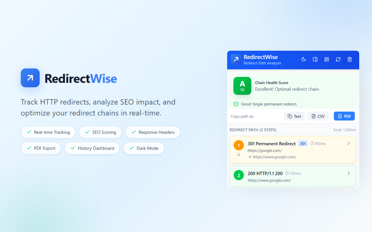 RedirectWise: URL重定向检查器 - 截图 3