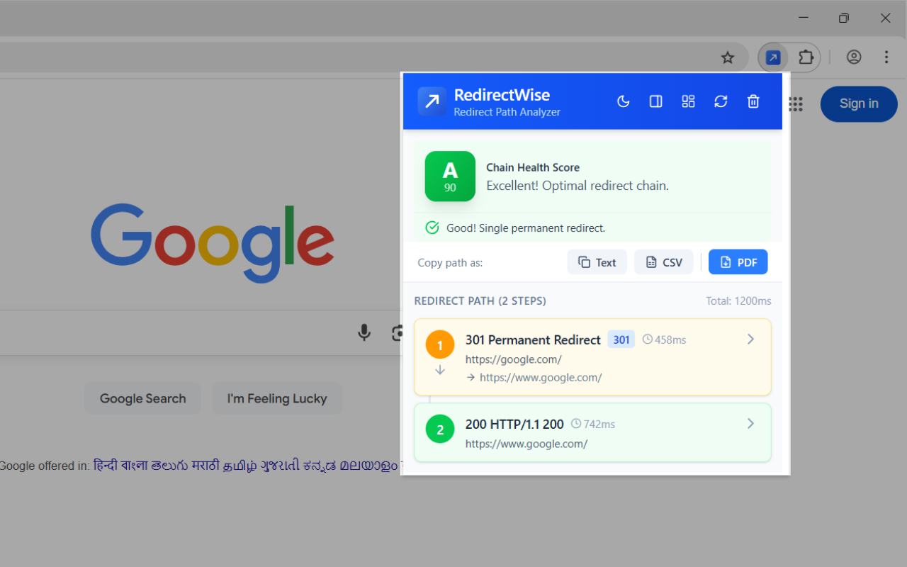 RedirectWise: URL重定向检查器 - 截图 4