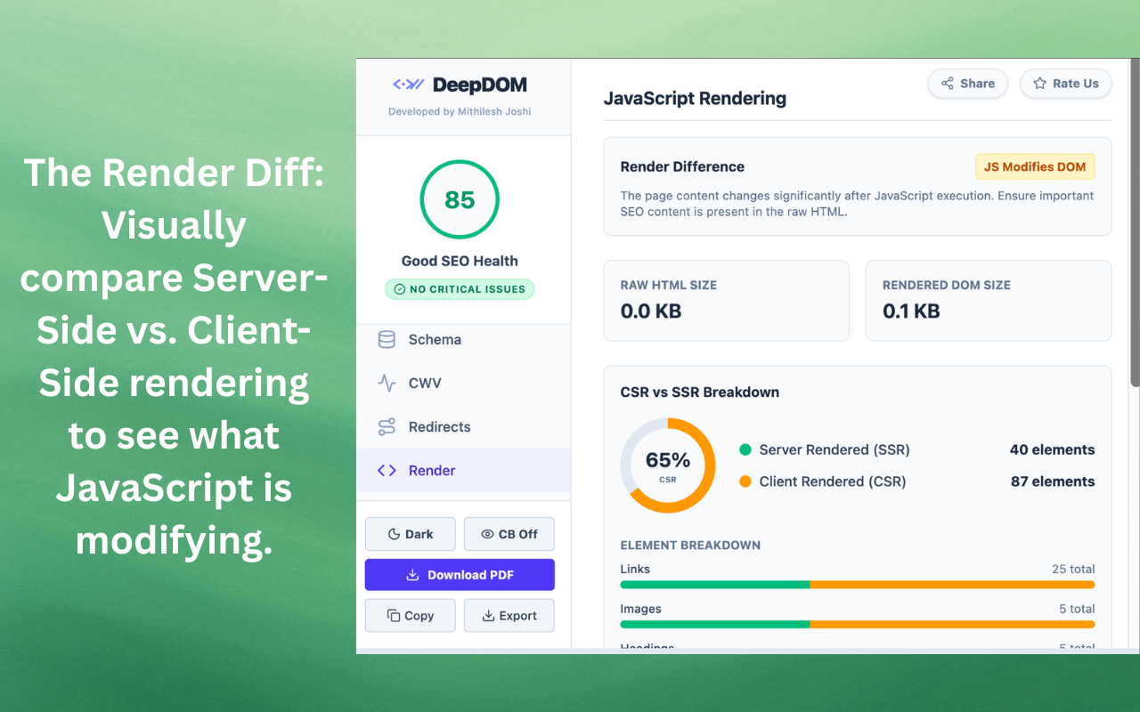 DeepDOM - Technical SEO & Render Debugger - 截图 2