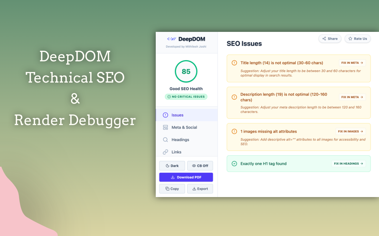 DeepDOM - Technical SEO & Render Debugger - 截图 4