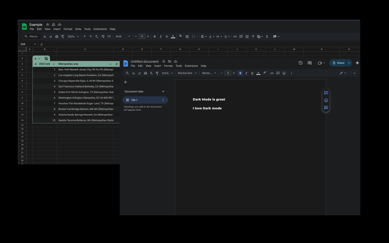 Google Docs Dark View - 截图 1