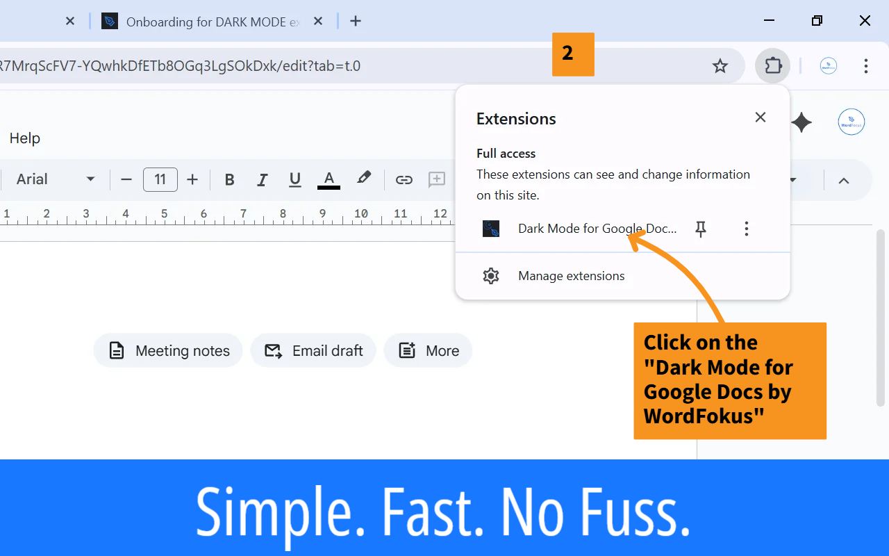 Dark Mode for Google Docs by WordFokus - 截图 1