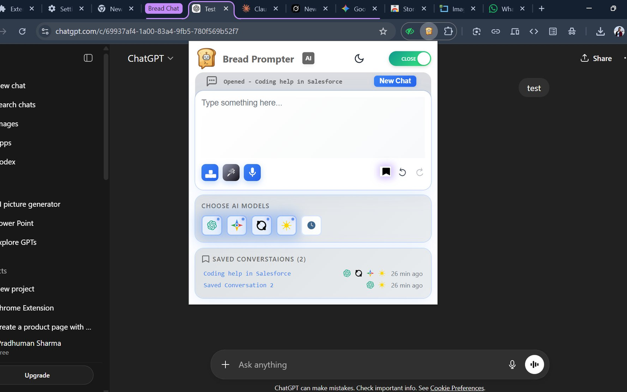 Bread Prompter - Multi AI Prompt Sender Sidebar for ChatGPT, Gemini, Claude - 截图 4