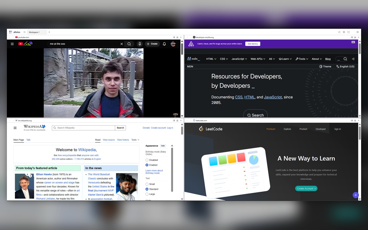 allsites.space — Multi-Site Workspace - 截图 1