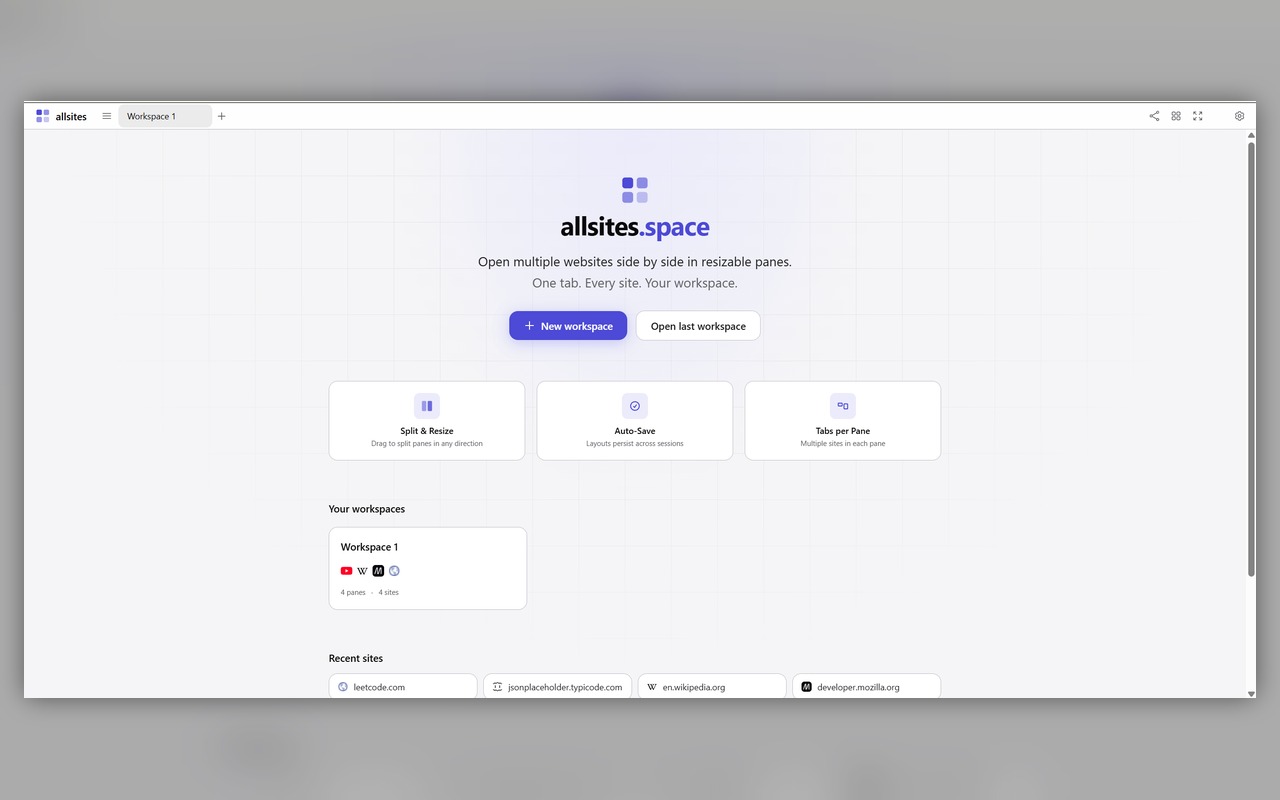 allsites.space — Multi-Site Workspace - 截图 3