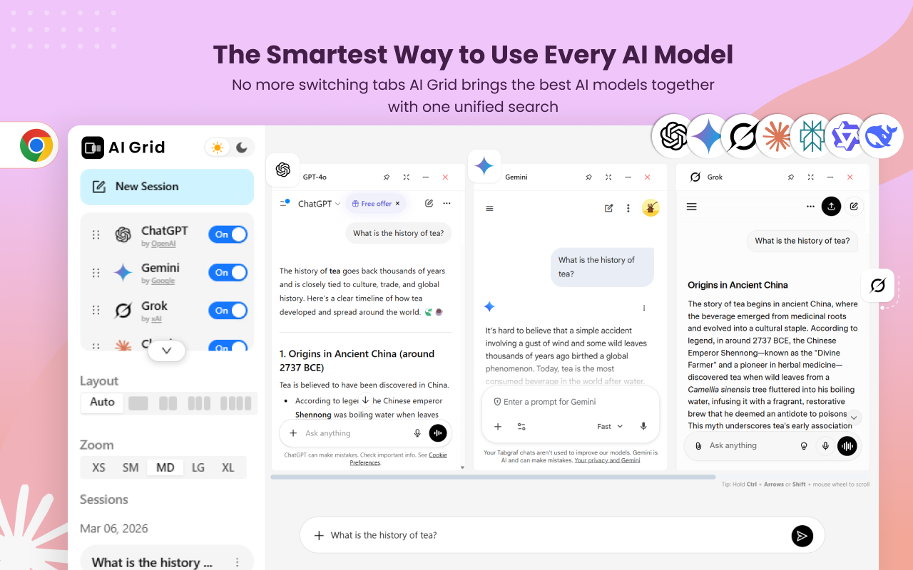 AiGrid: Multi-AI Side-by-Side Chat - 截图 1
