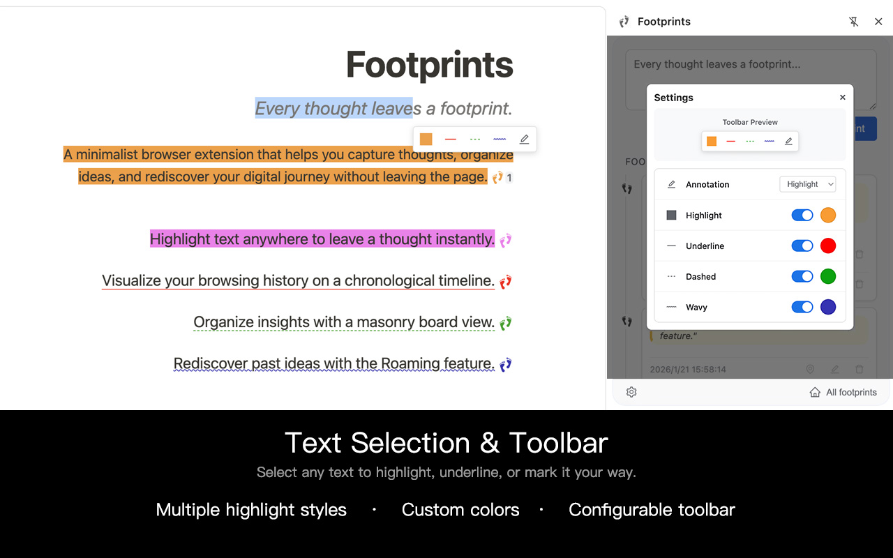 Footprints – Side Note,Web Highlighter, Annotation - 截图 4
