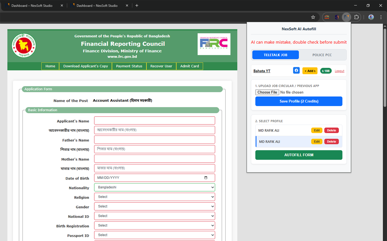 NexSoft AI Autofill (Job & PCC) - 截图 2