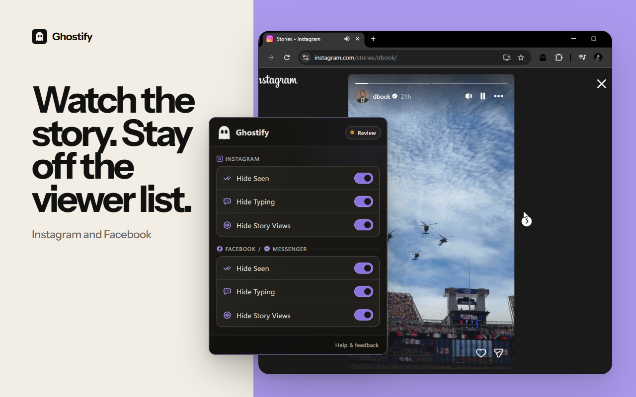 Ghostify | Hide Seen, Typing & Story Views - 截图 4