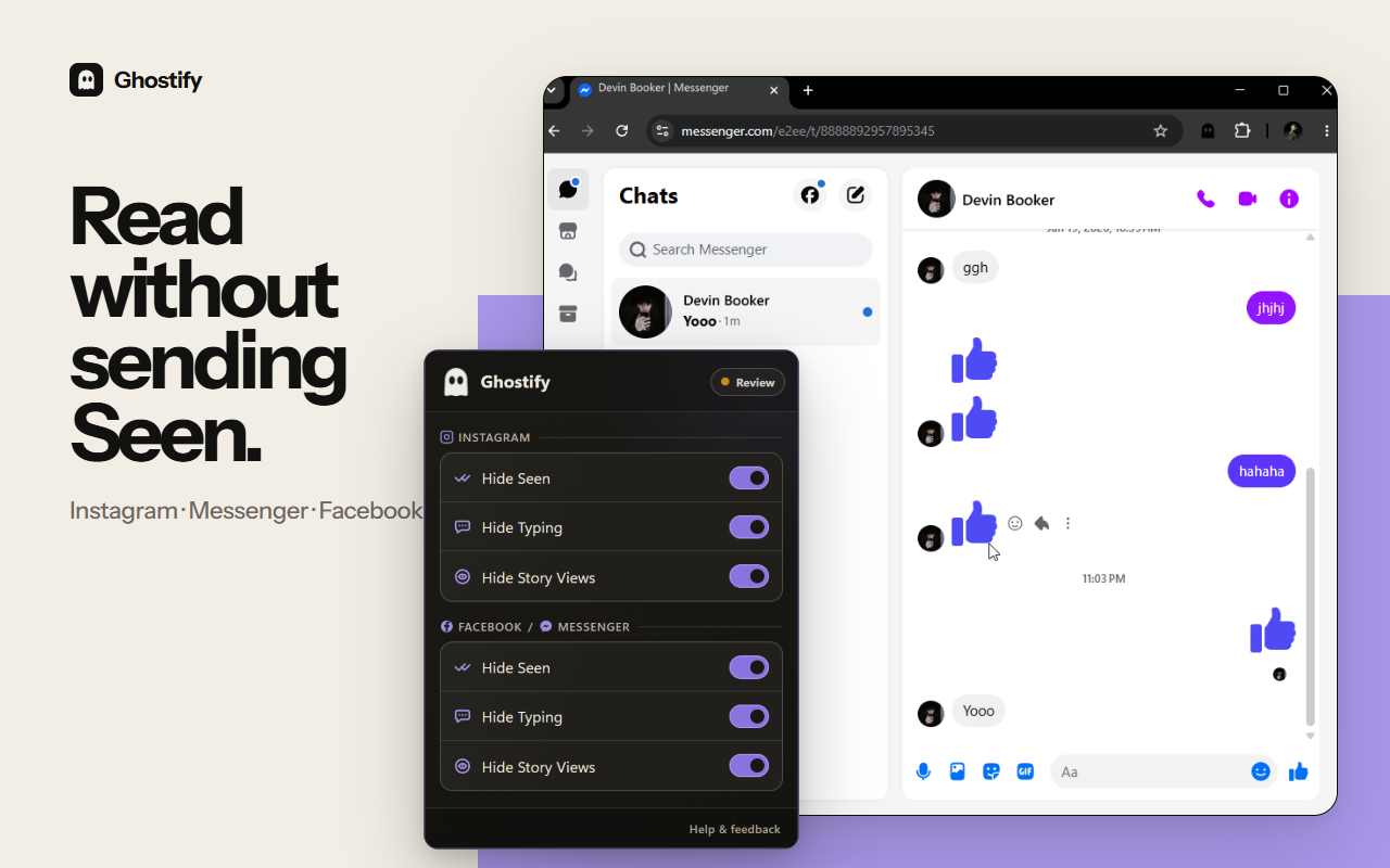 Ghostify | Hide Seen, Typing & Story Views - 截图 5