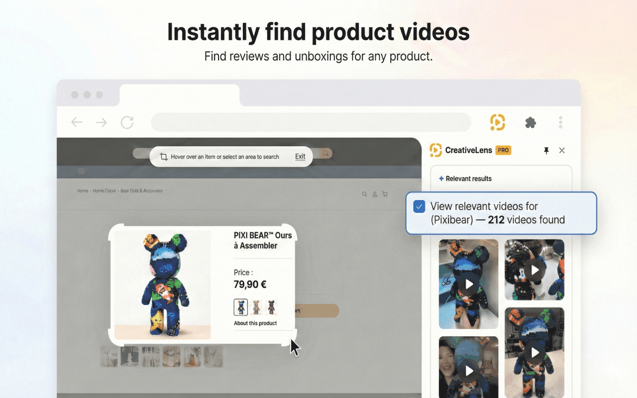 Creatives Lens : Find Product Videos in One Click - 截图 1