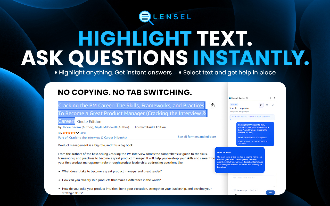 AI Sidebar - Lensel: Ask Any Page Without Leaving It - 截图 1
