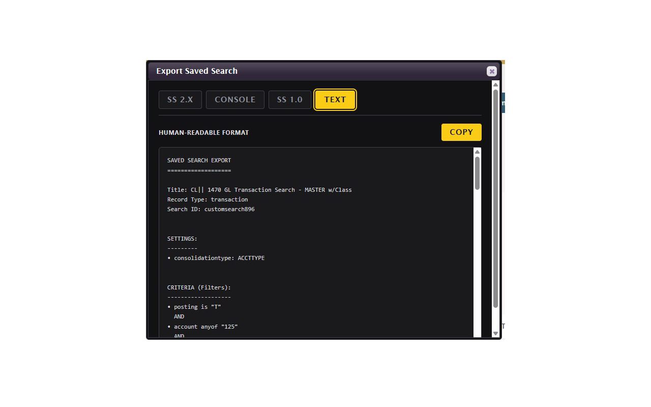 NetSuite Saved Search Extractor - 截图 1