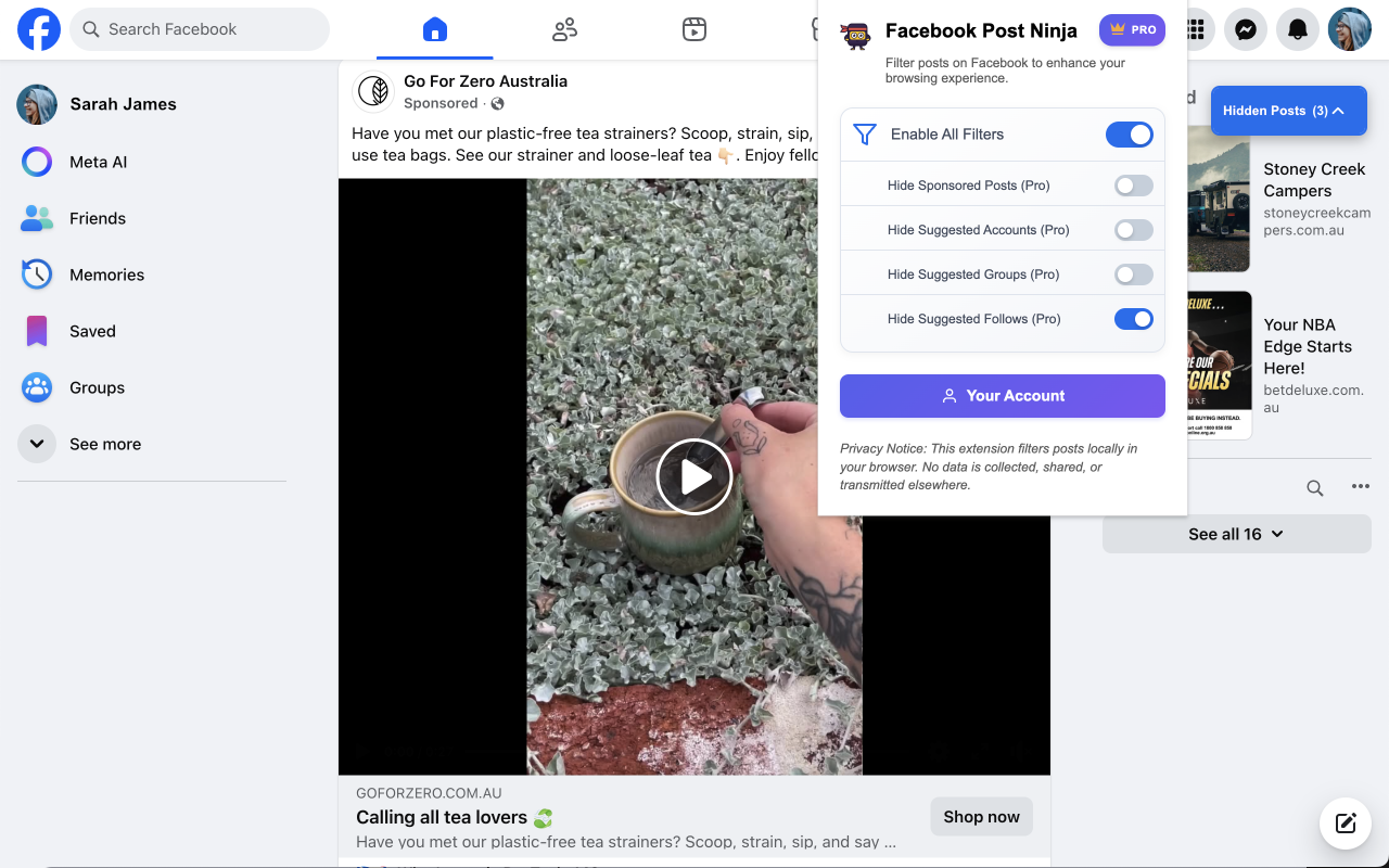 Facebook Post Ninja - AD Blocker for Facebook - 截图 2
