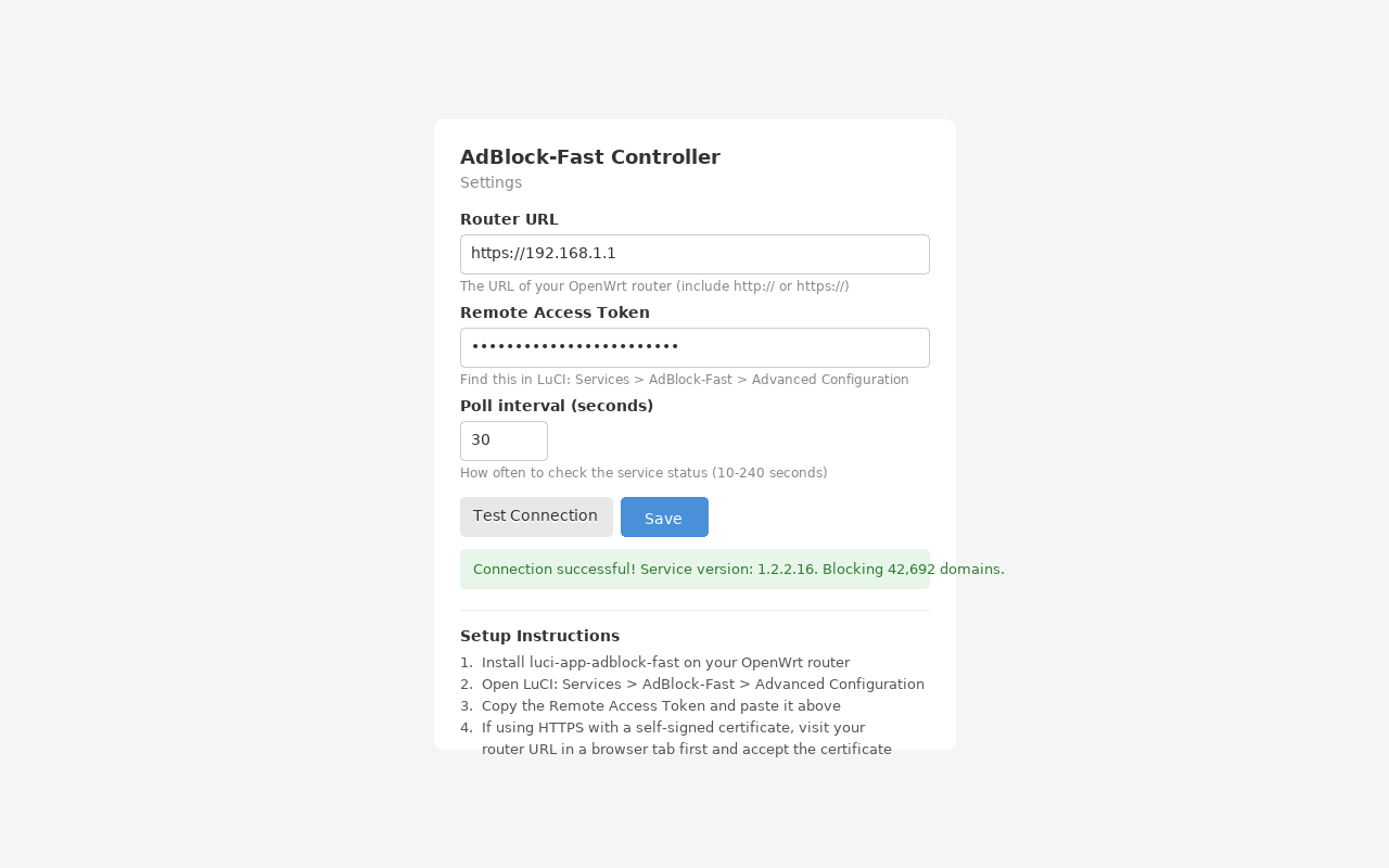 AdBlock-Fast Controller - 截图 1
