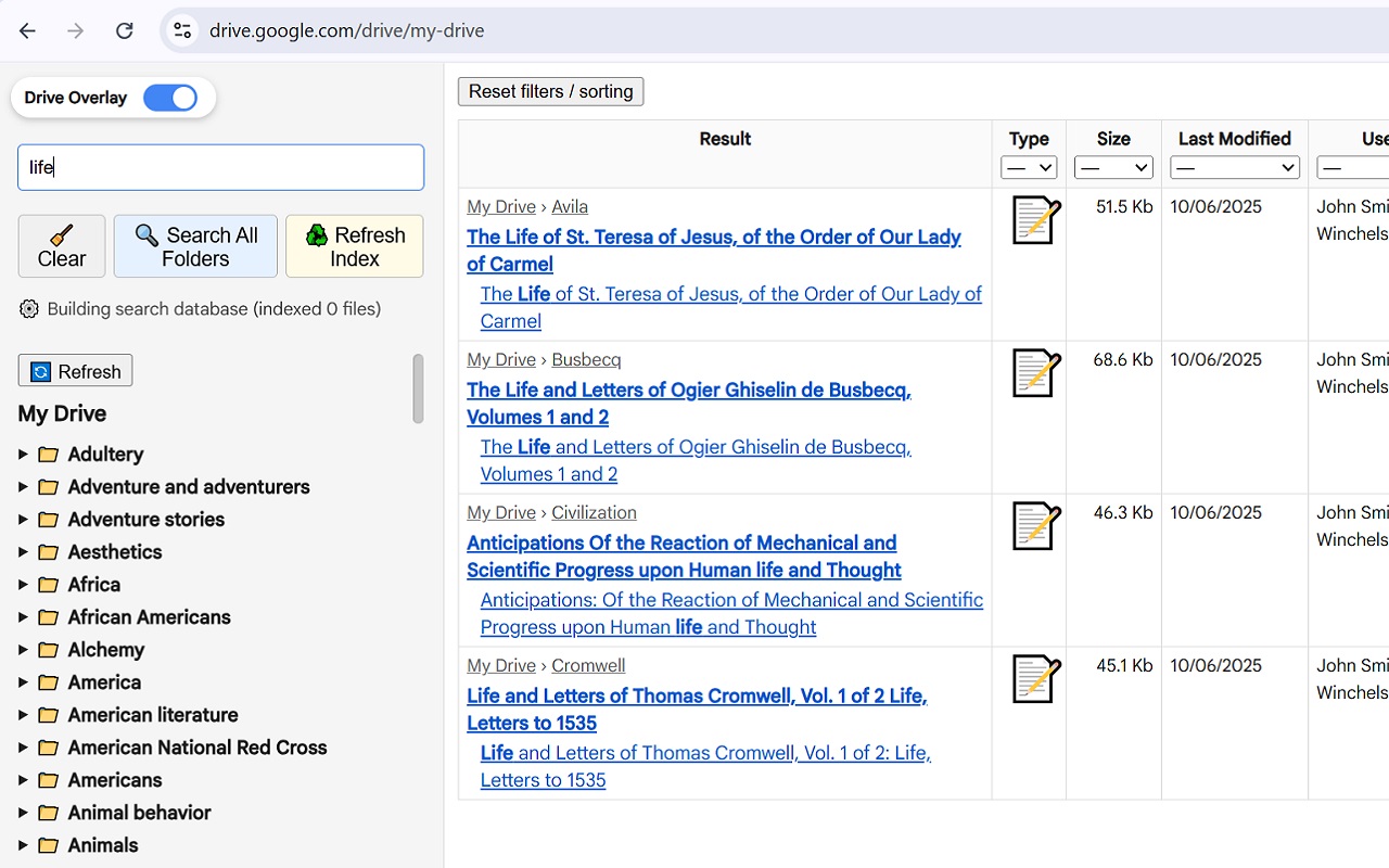 Google Drive Search Overlay - 截图 1
