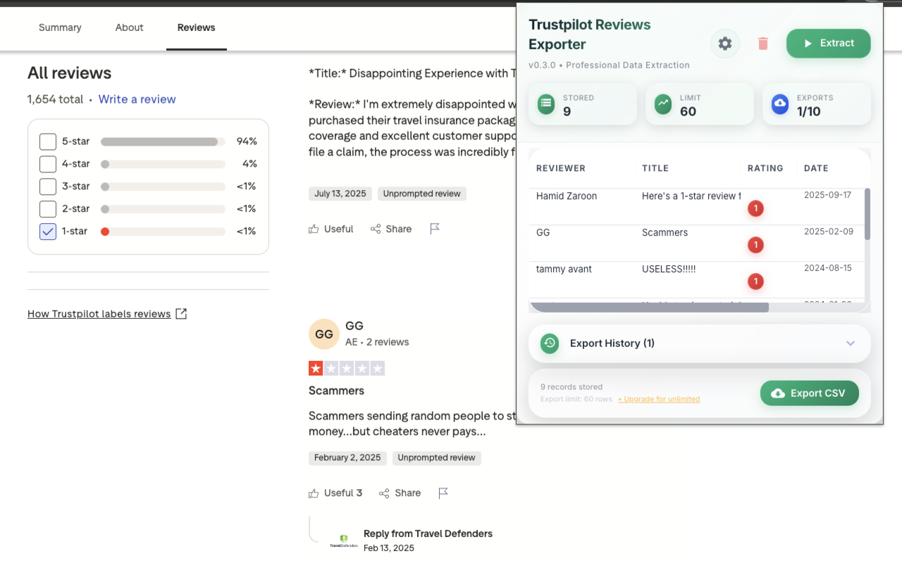 Trustpilot Reviews Exporter - 截图 1