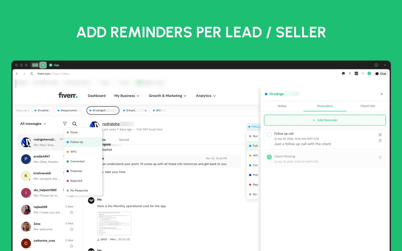 FiChat - Fiverr Chat Notes & CRM - 截图 5