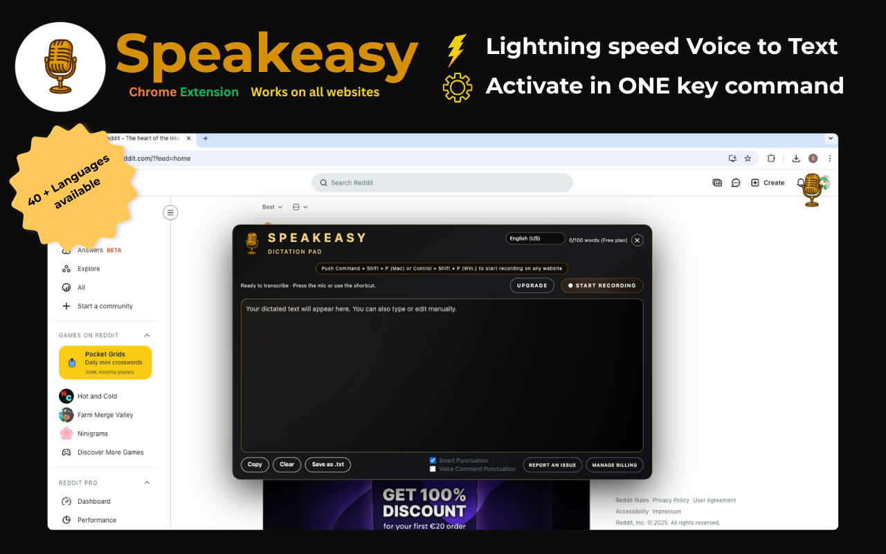 Speakeasy – Instant Speech-to-Text Dictation - 截图 1