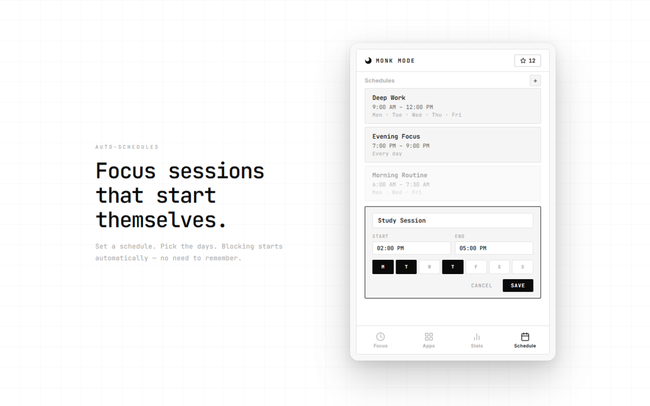 Monk Mode — Website Blocker & Focus Timer - 截图 3
