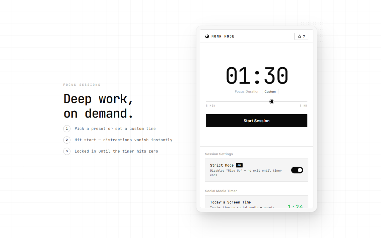Monk Mode — Website Blocker & Focus Timer - 截图 4