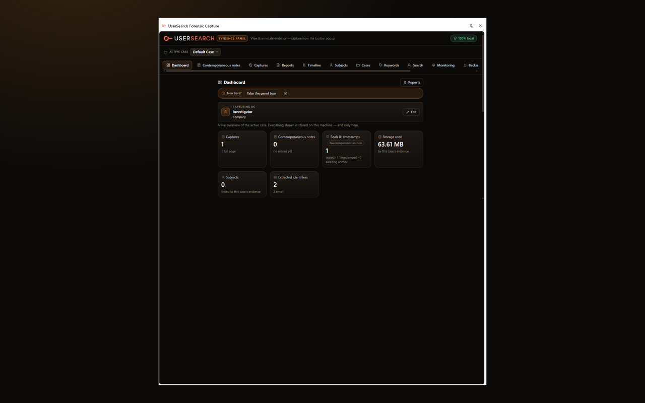 Forensic Web Capture: Court-Grade Evidence for OSINT | UserSearch - 截图 4