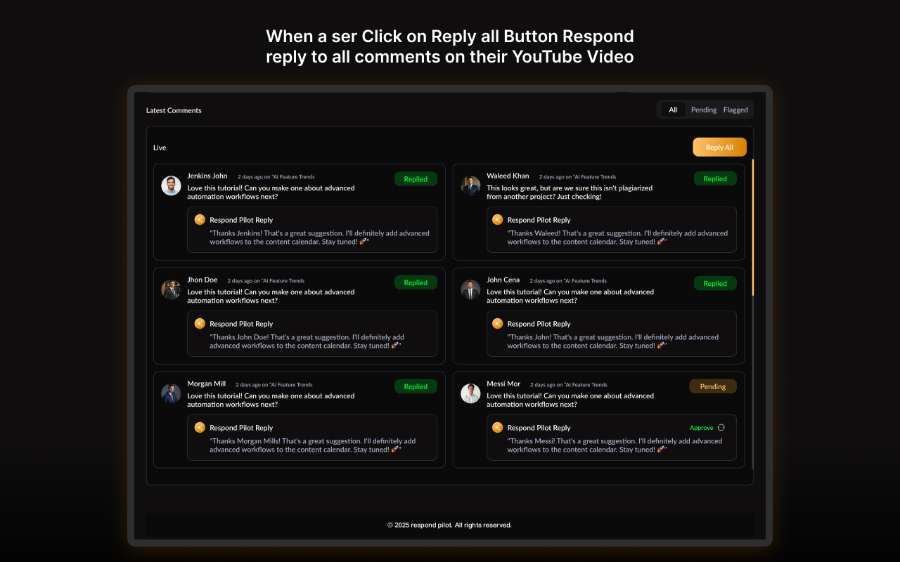 RespondPilot Pro: AI YouTube Comment Replier - 截图 3