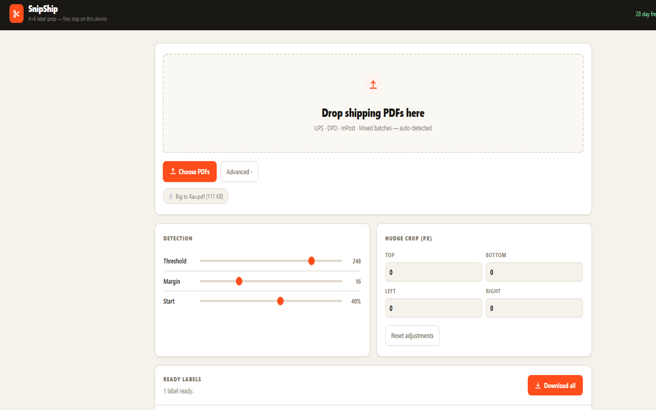 SnipShip – Shipping Label Cropper - 截图 2