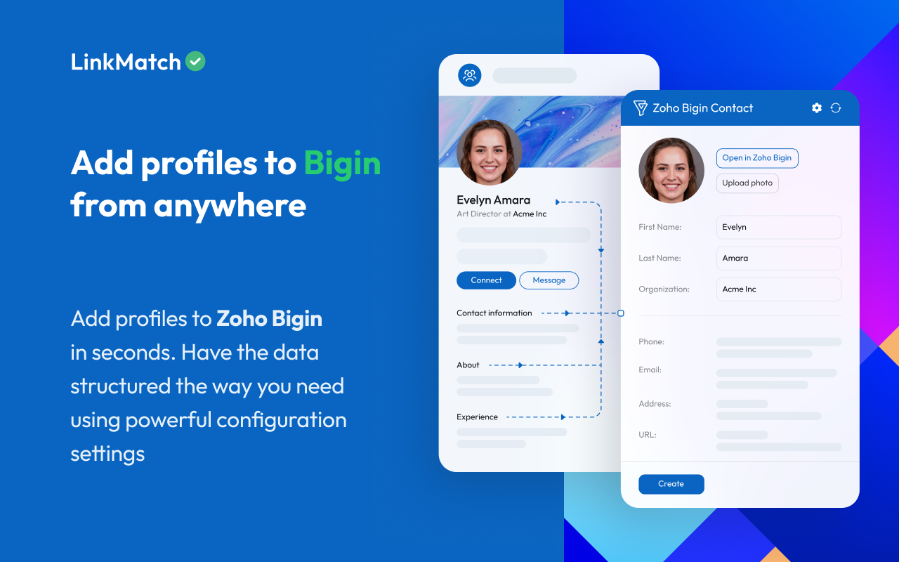 LinkMatch for Zoho Bigin - 截图 1