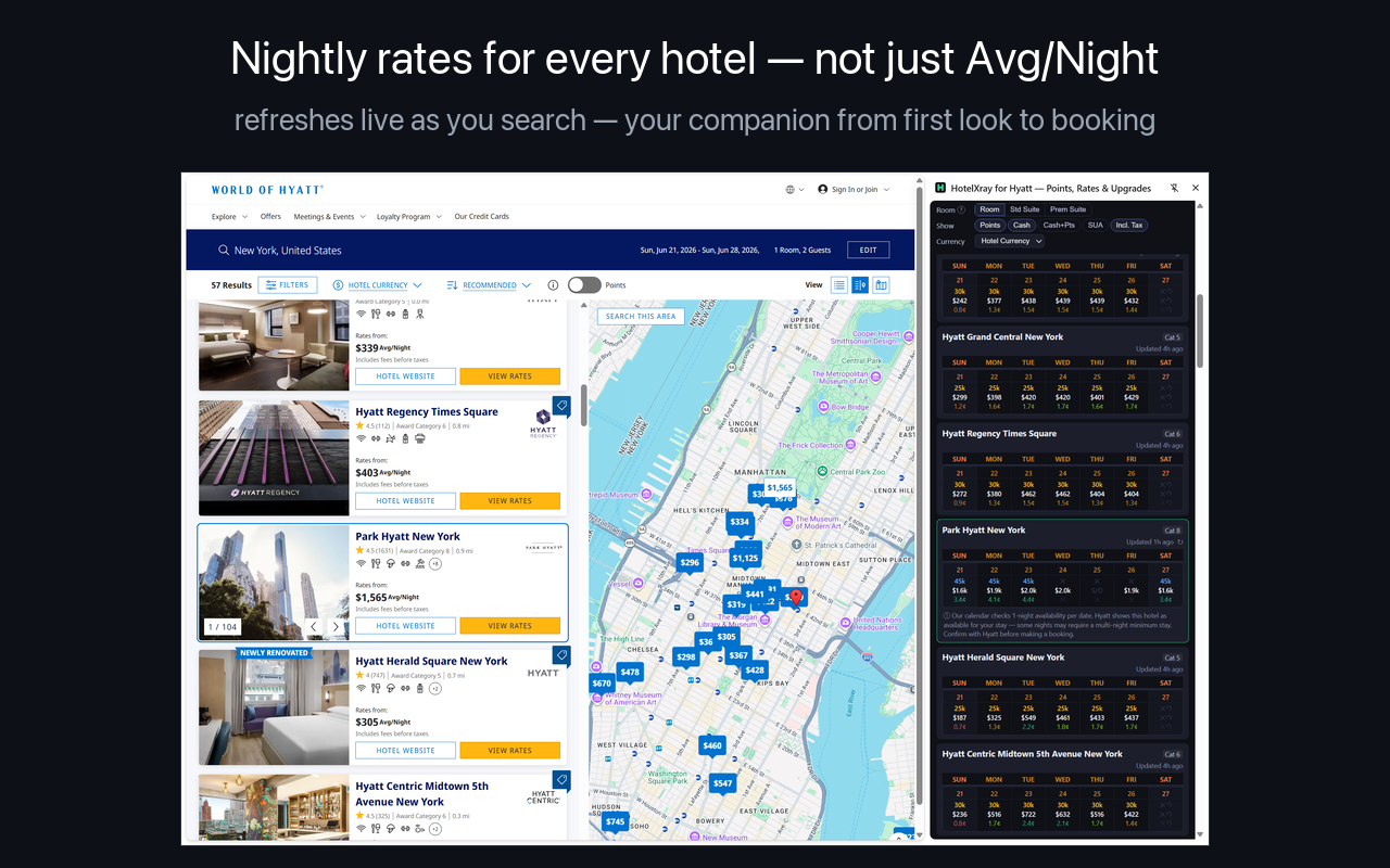 HotelXray for Hyatt — Points, Rates & Upgrades - 截图 1