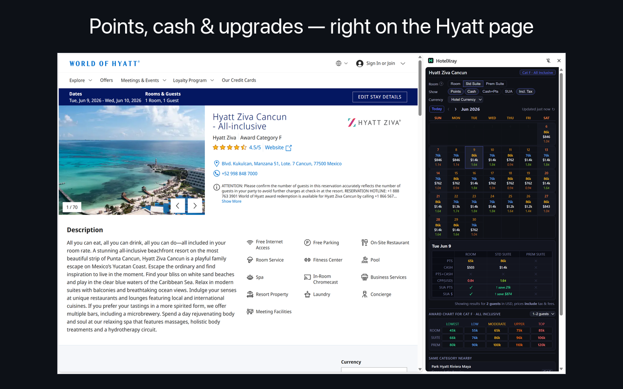 HotelXray for Hyatt — Points, Rates & Upgrades - 截图 4