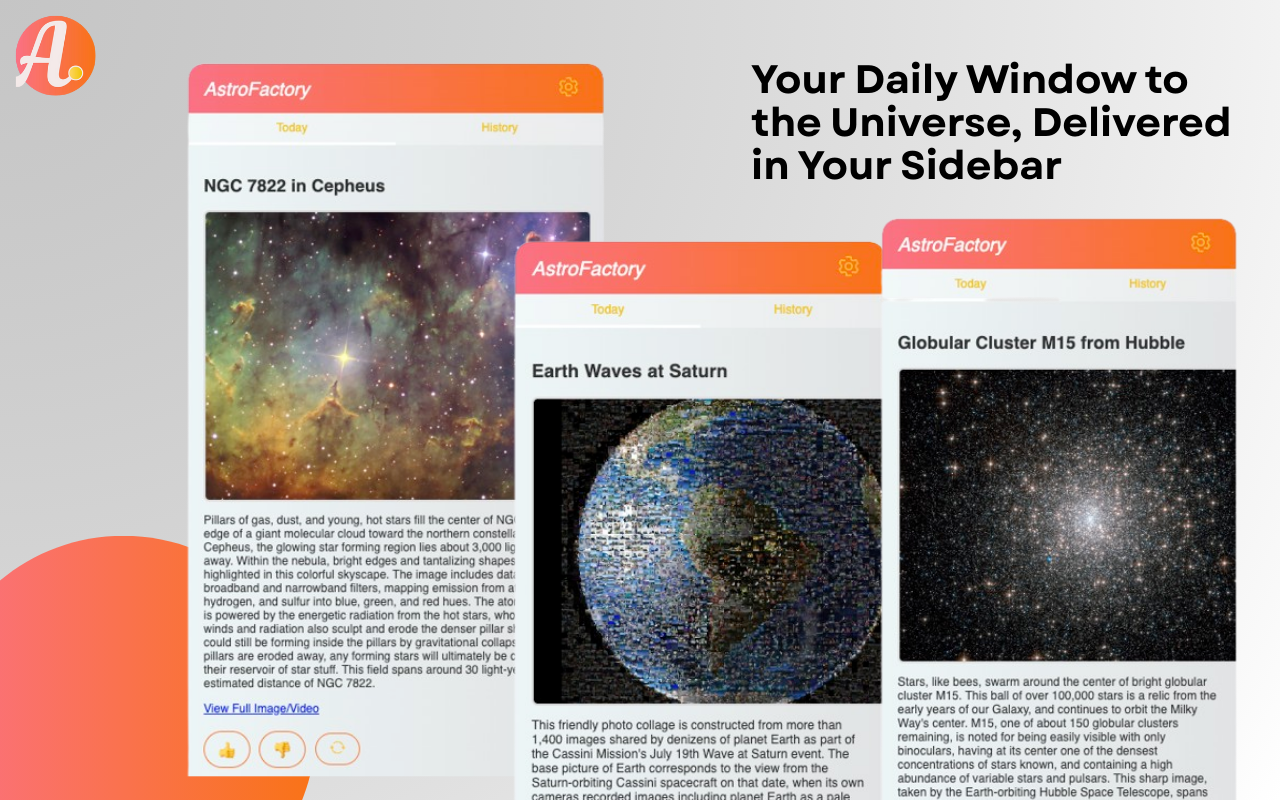 AstroFactory: NASA’s APOD in Your Sidebar - 截图 2