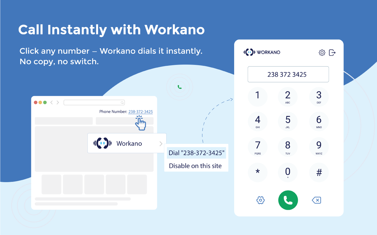 Workano – Click to Call – Instantly dial phone numbers from any webpage. - 截图 3