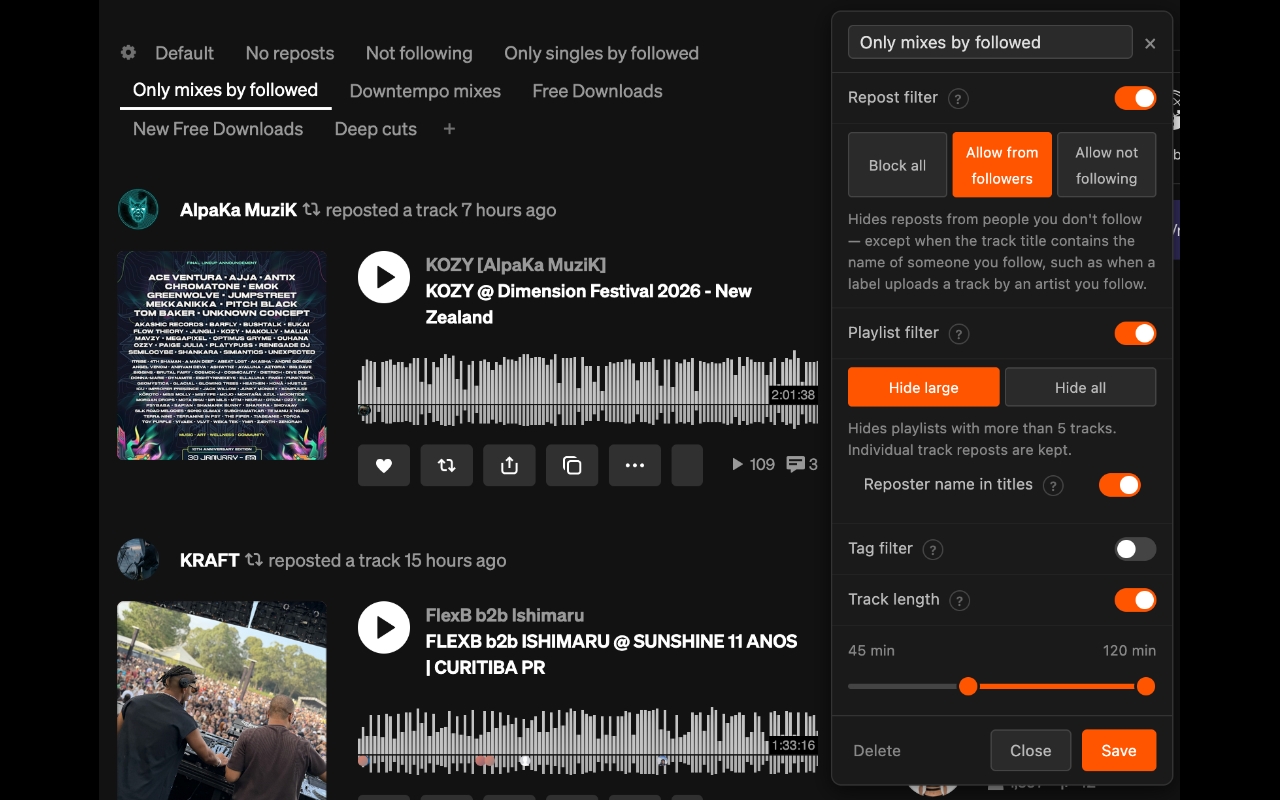 SoundCloud Feed Filter Extended - 截图 2