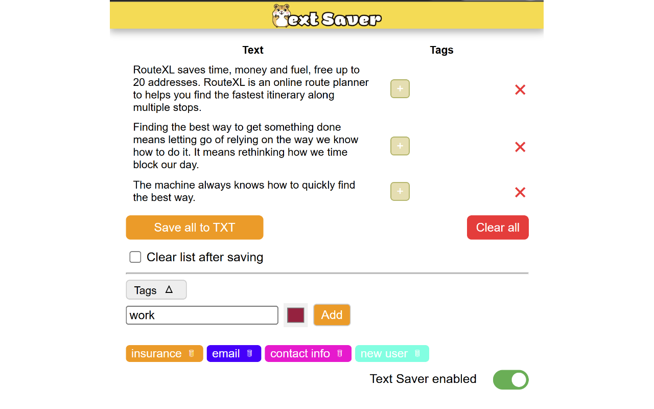Text Saver - Save and organize text from any website - 截图 3