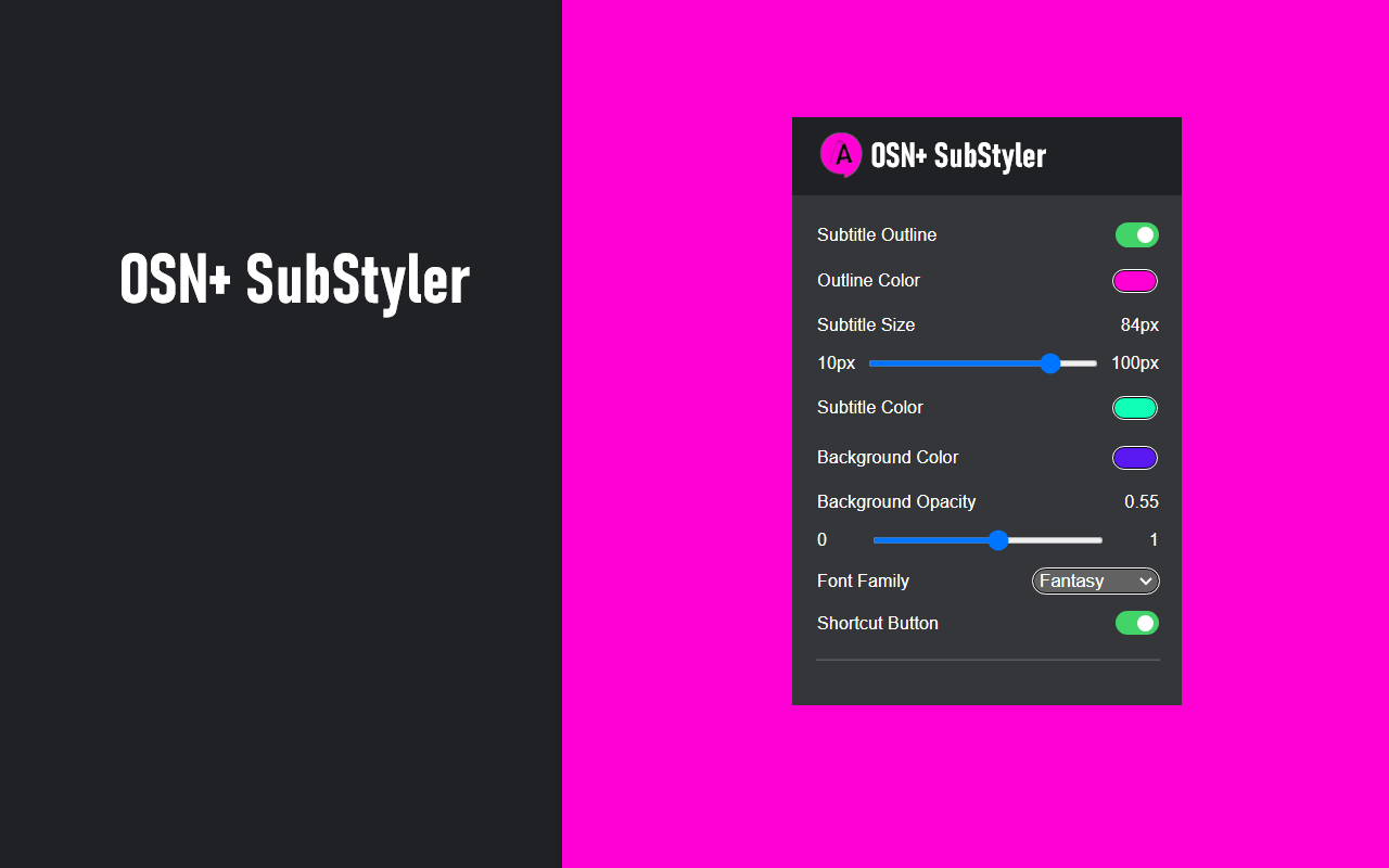 OSN+ SubStyler: 自定义字幕 - 截图 1