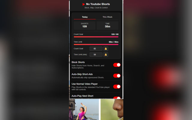 No Youtube Shorts : Block, Skip, Count and Control - 截图 4