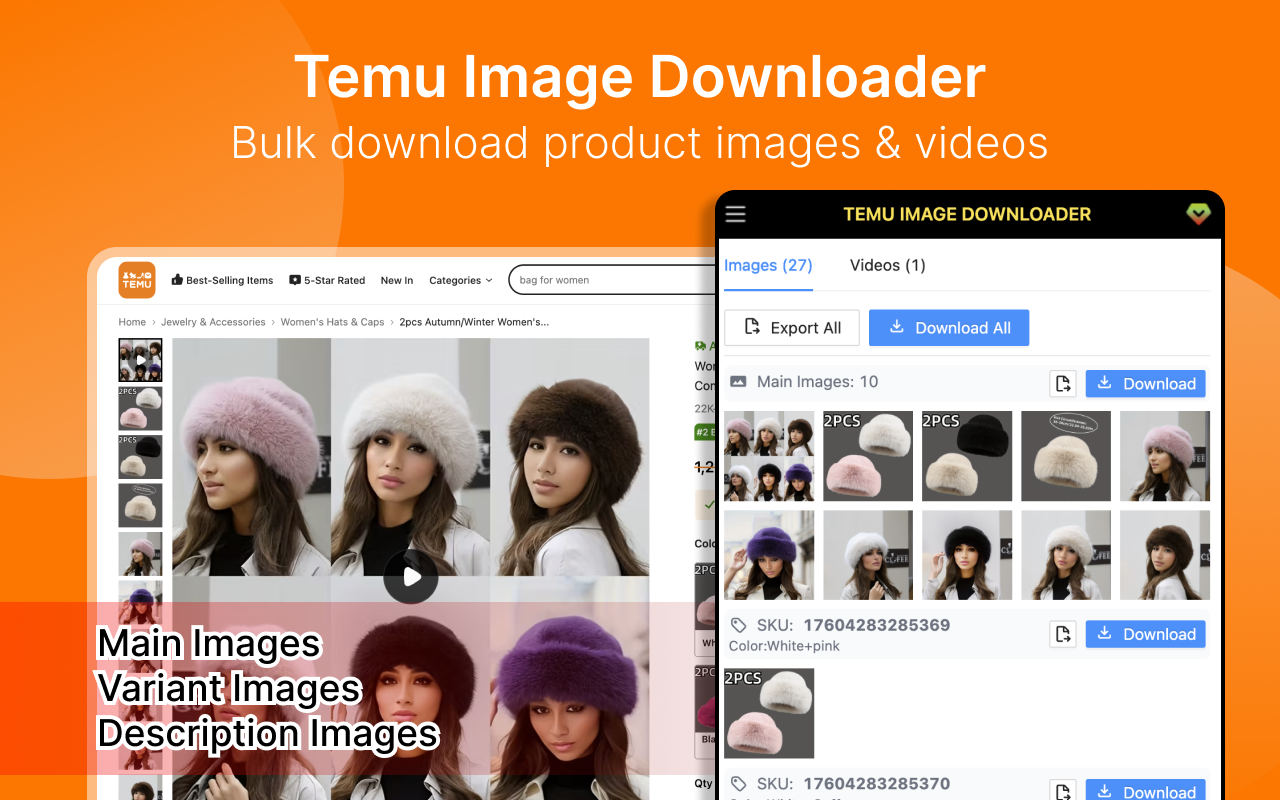 Temu 图片下载器 - 一键下载 Temu 图片和视频 - 截图 1